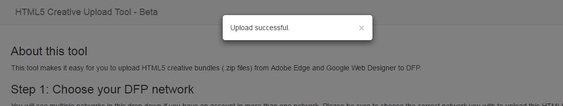 HTML5-to-DFP Upload Tool Successful